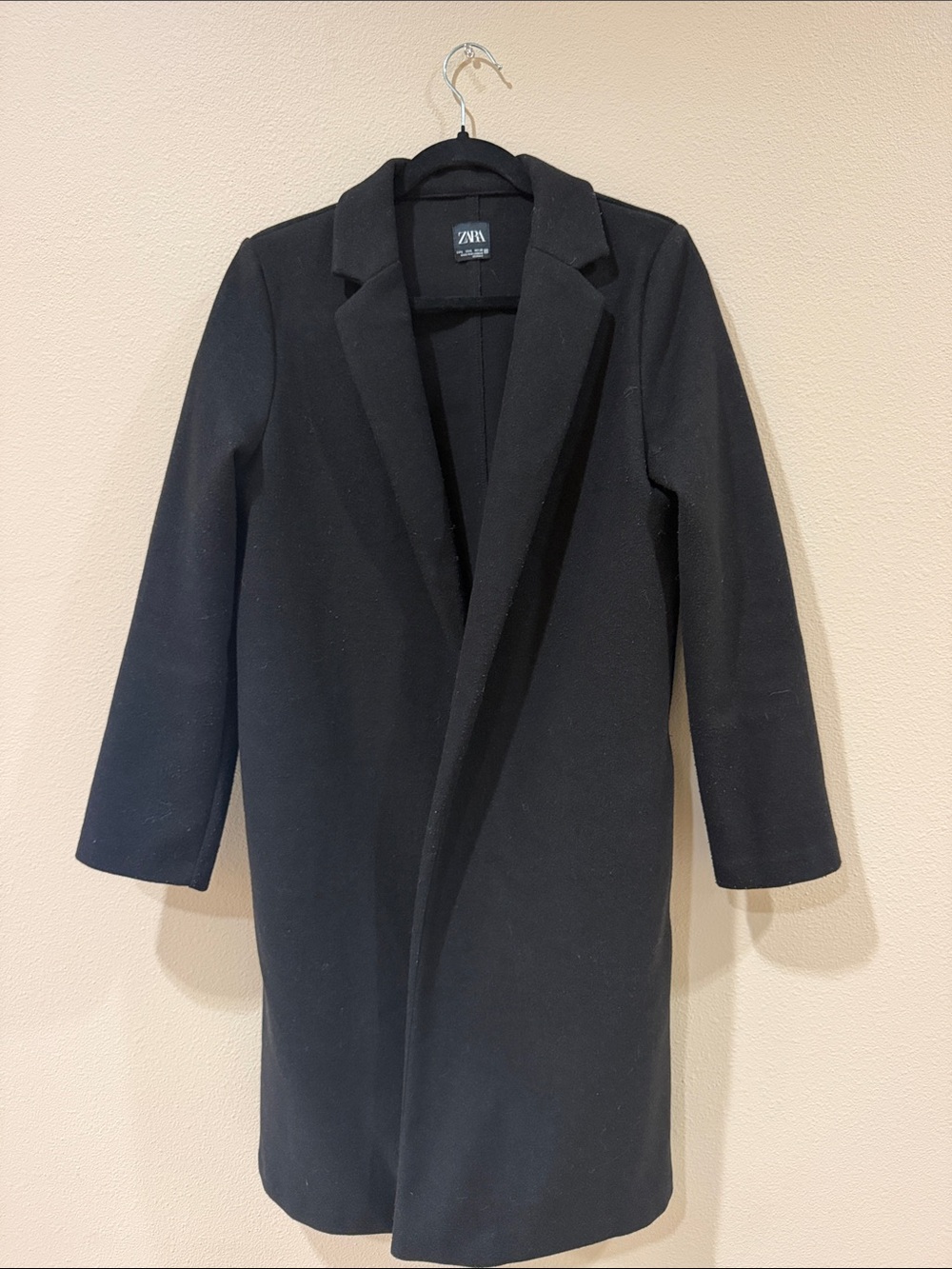 ZARA Black Open-Front Trench Coat